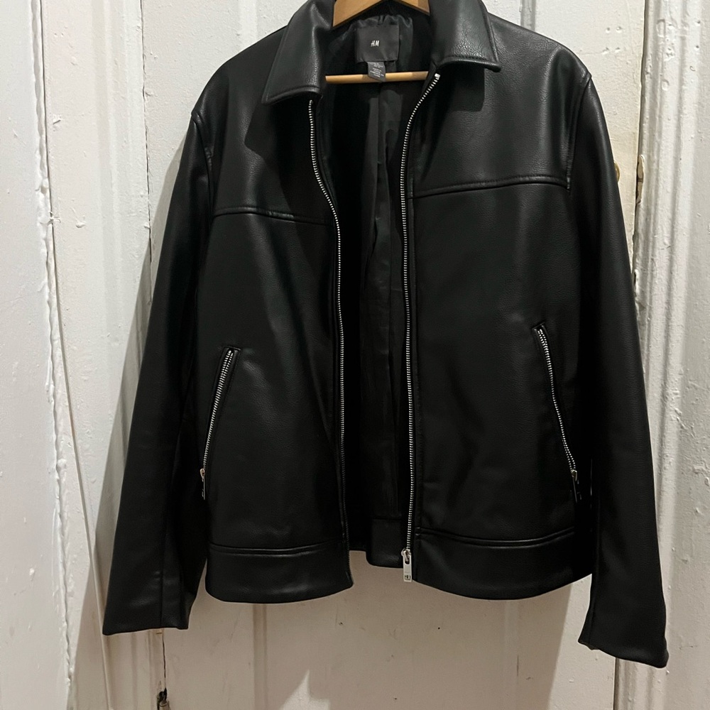 H&M Men's Black Faux Leather Jacket